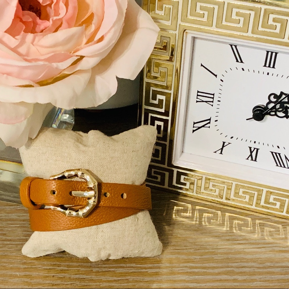 Elaine Turner Brown & Gold Buckle Wrap Bracelet